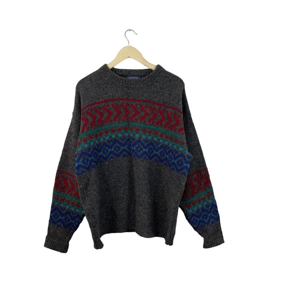 Vintage Pendleton X-Large Sweater Wool Pullover USA Made Gray Mens